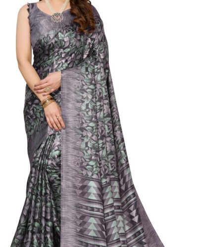 Printed Ilkal Cotton Blend Saree (Grey)