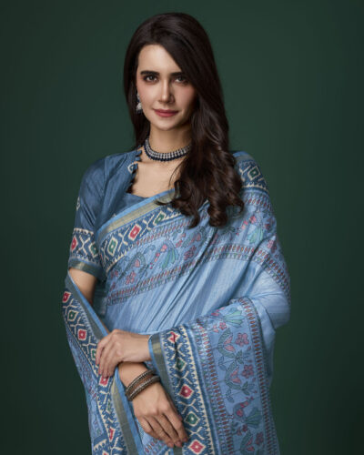 Embellished Bollywood Pure Silk Saree (Blue)
