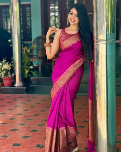 Woven Banarasi Art Silk Saree (Pink)