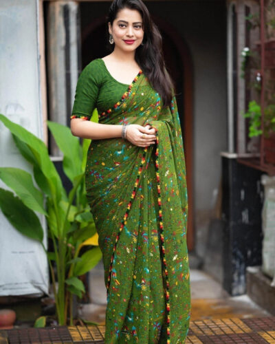Printed Bollywood Art Silk Saree (Multicolor)