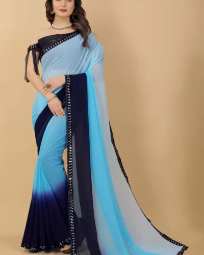 Embellished Daily Wear Georgette Saree (Light Blue)