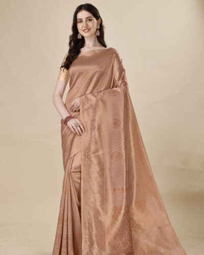 Paisley Banarasi Silk Blend Saree (Beige)
