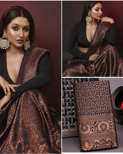 Printed Banarasi Silk Blend Saree (Multicolor)