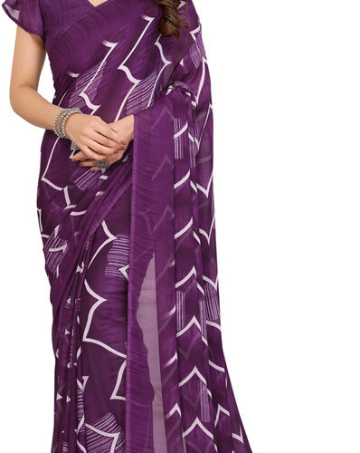 Printed Bollywood Georgette Saree (Purple)