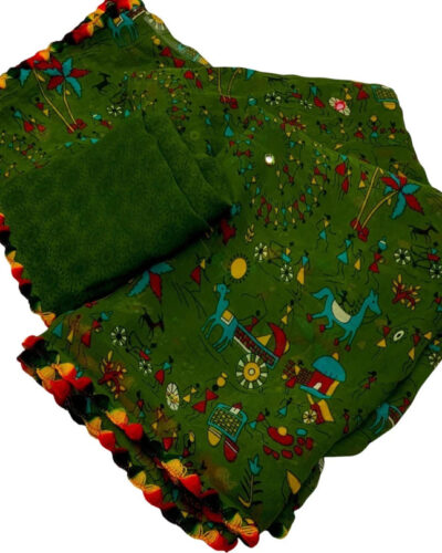 Printed Bollywood Georgette Saree (Green)