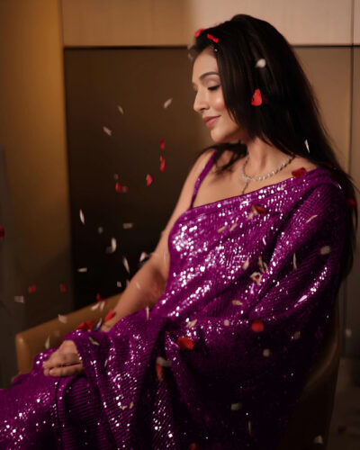 Embroidered Bollywood Georgette Saree (Purple)