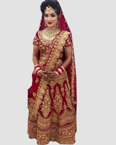 Embroidered Semi Stitched Lehenga Choli (Maroon)