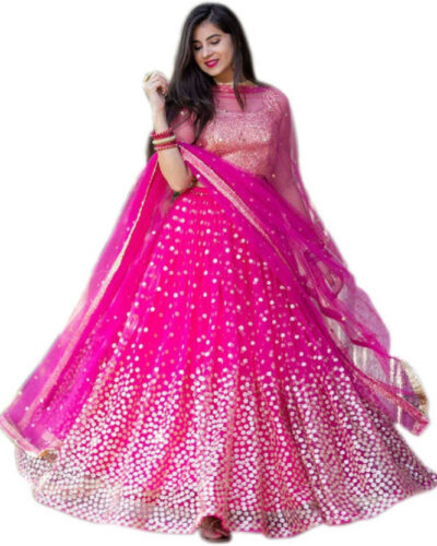 Embellished Semi Stitched Lehenga Choli (Pink)