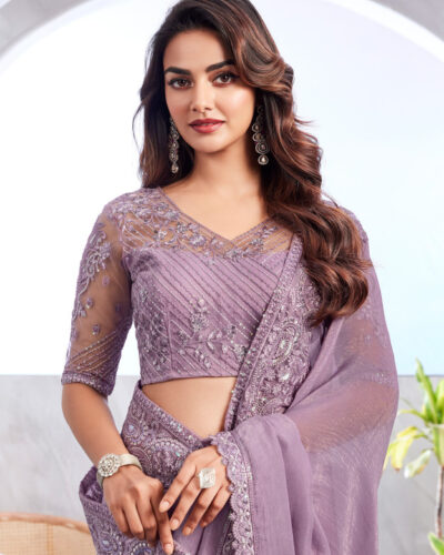 Embellished Bollywood Georgette Saree (Purple)
