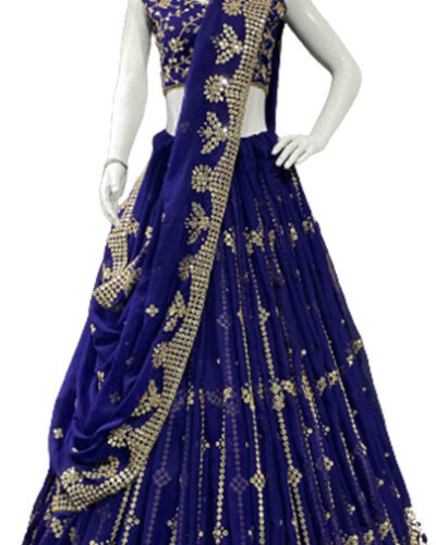 Self Design Semi Stitched Lehenga Choli (Blue)