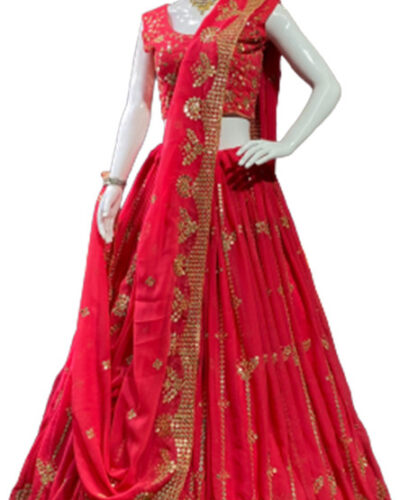 Self Design Semi Stitched Lehenga Choli (Red)