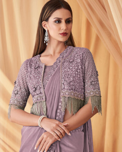 Embellished Bollywood Georgette Saree (Purple)