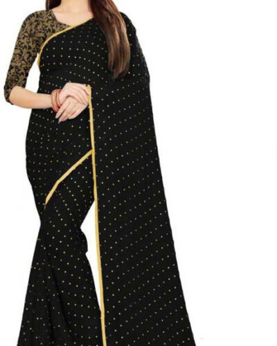 Self Design Bollywood Chiffon Saree (Black)