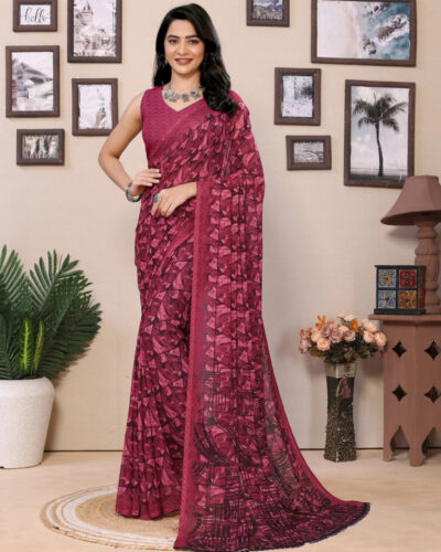 Printed Daily Wear Georgette Saree (Purple)