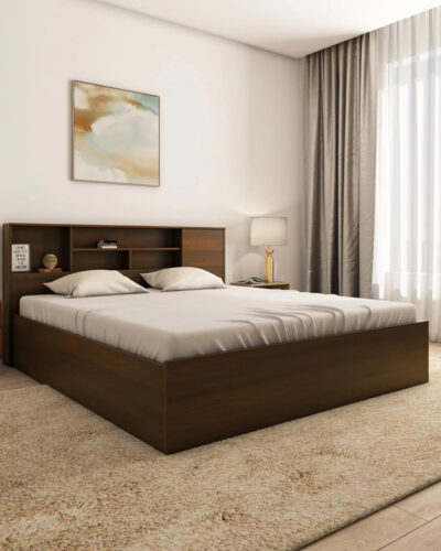 Nilkamal Mozart Engineered Wood King Box Bed (Finish Color - Walnut, Delivery Condition - Knock Down)