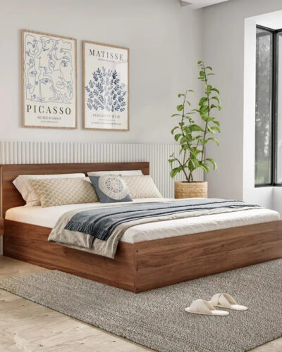 Wakefit Taurus Engineered Wood Queen Box Bed (Finish Color - Columbian Walnut, Delivery Condition - Knock Down)