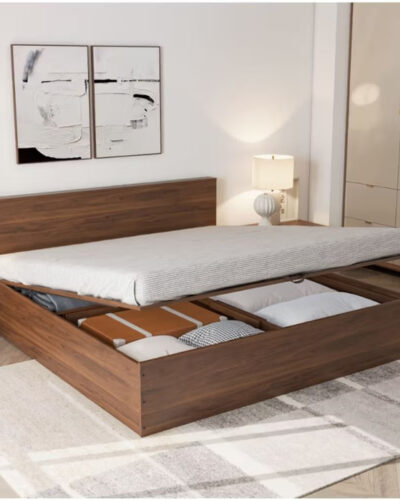 Wakefit Taurus Engineered Wood King Hydraulic Bed (Finish Color - Columbian Walnut, Hydraulic Storage, Delivery Condition - Knock Down)