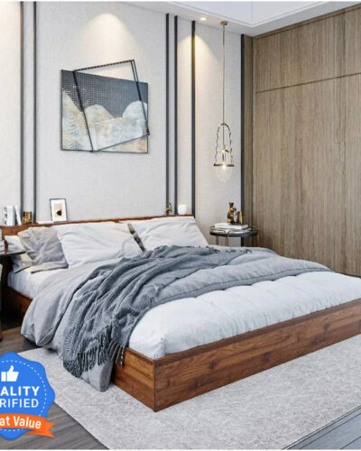 Wakefit Cosmo Platform Low Height Engineered Wood King Bed (Finish Color - Columbian Walnut, Delivery Condition - Knock Down)
