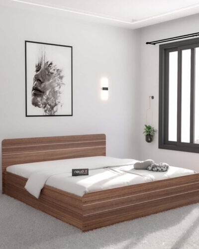 NEUDOT Valancia King Engineered Wood King Box Bed (Finish Color - Teak, Delivery Condition - Knock Down)
