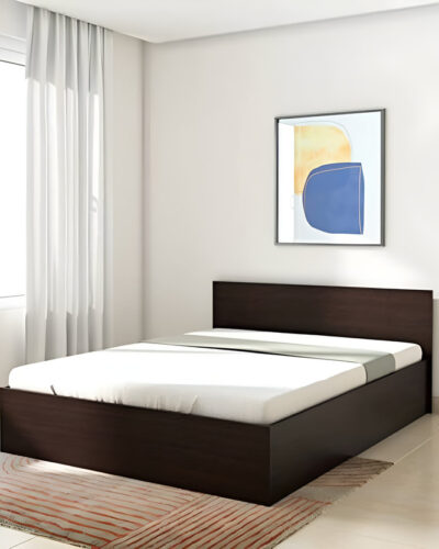 Floresta Wud Engineered Wood Queen Size Bed for Bedroom & Hotel | Sturdy & Durable Engineered Wood Queen Box Bed (Finish Color - Wenge, Delivery Condition - DIY(Do-It-Yourself))