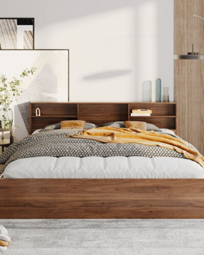 Wakefit Petra Engineered Wood King Bed (Finish Color - Columbian Walnut, Delivery Condition - Knock Down)