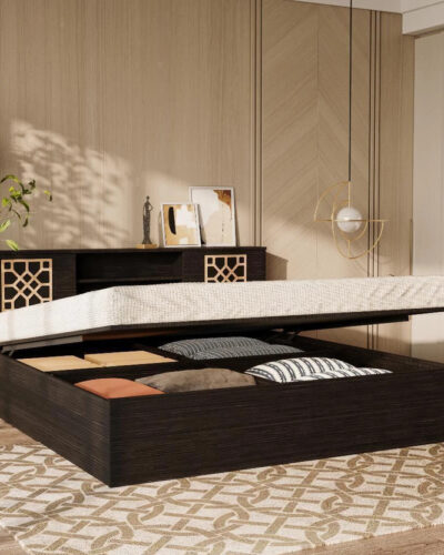 Wakefit Algol Engineered Wood Queen Hydraulic Bed (Finish Color - Wenge, Hydraulic Storage, Delivery Condition - Knock Down)