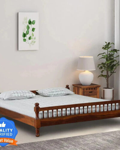 Flipkart Perfect Homes Solid Wood King Bed (Finish Color - Honey Teak, Delivery Condition - DIY(Do-It-Yourself))