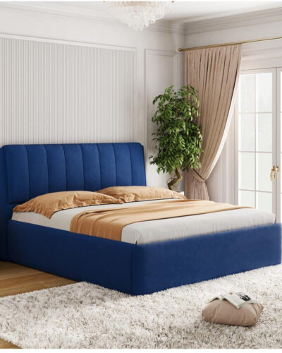 Wakefit Antho Solid Wood King Box Bed (Finish Color - Velvet Blue, Delivery Condition - Knock Down)