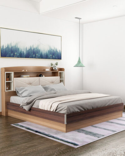 NEUDOT PICO QUEEN Engineered Wood Queen Hydraulic Bed (Finish Color - TEAK, Delivery Condition - Knock Down)
