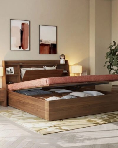 Wakefit Venus Engineered Wood King Hydraulic Bed (Finish Color - Columbian Walnut, Hydraulic Storage, Delivery Condition - Knock Down)