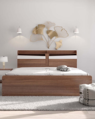 NEUDOT Calton King Engineered Wood King Hydraulic Bed (Finish Color - TEAK, Delivery Condition - Knock Down)