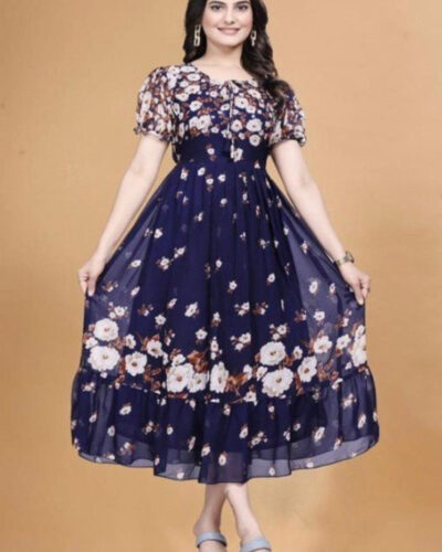 Women Fit and Flare Multicolor Knee Length Dress
