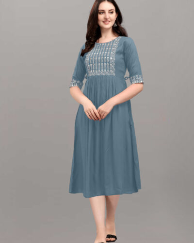 Women A-line Multicolor Midi/Calf Length Dress