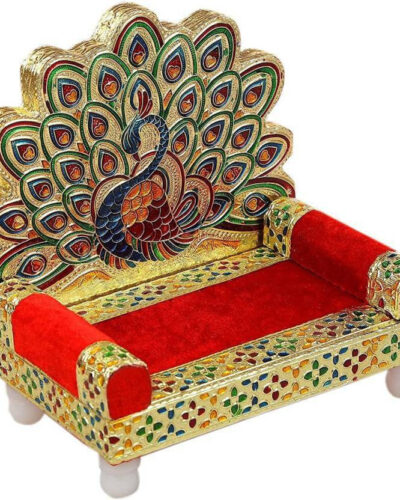 JKSS Dancing mor sighasan for laddu gopal/ Dancing peacock singhasan for laddu gopal Solid Wood Home Temple (Height: 15, Pre-assembled)