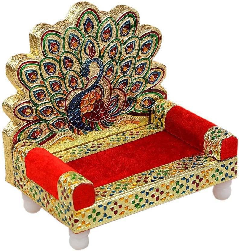 JKSS Dancing mor sighasan for laddu gopal/ Dancing peacock singhasan for laddu gopal Solid Wood Home Temple (Height: 15, Pre-assembled)