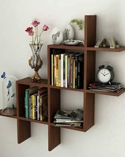 woodinzo Wooden Showcase for Living Room,Wall Shelf for Living Room Stylish Wooden MDF (Medium Density Fiber) Wall Shelf (Number of Shelves - 8, Brown)