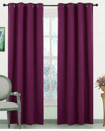 COMFY HOME 213.36 cm (7 ft) Door Silk Blackout Curtain (Pack Of 2) (Violet, Solid)