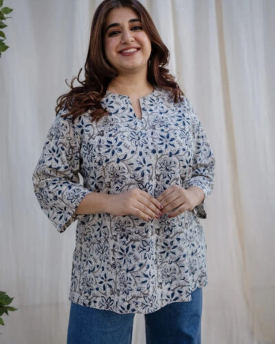 Women Printed Viscose Rayon Straight Kurta (White)