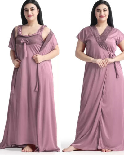 Women Night Suit Set Purple Solid
