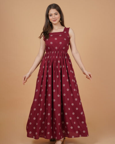 Women Fit and Flare Multicolor Maxi/Full Length Dress