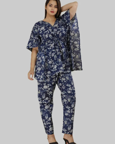 Women Top & Pyjama Set Multicolor Printed