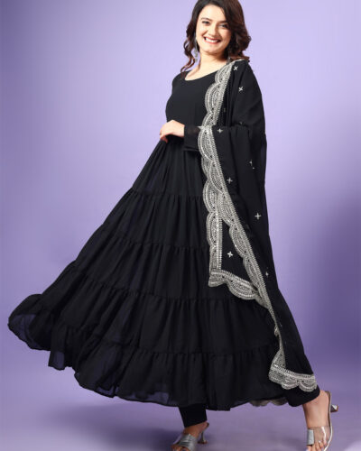 Women Georgette Kurta Pant Dupatta Set