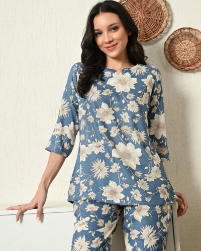 Women Night Suit Set Multicolor Printed