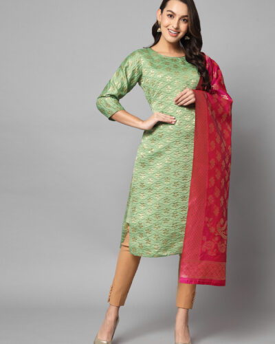Women Cotton Silk Kurta Dupatta Set