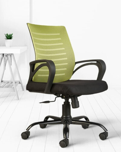 CELLBELL Desire C104 Mid Back Comfortable Fabric Office Executive Chair (Green, Set of 4, Optional Installation Available)