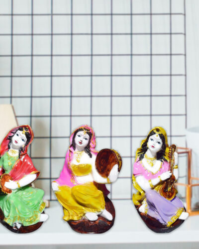 gw creatioins 3 Rajasthani Musicians Statue Polyresin Multicolour Marble Finish|Rajasthani Idol |Artist Idols||table decorations items| decorative items for room in Racks & Shelves |Musicians Idols| home decor Showpieces |handicraft items |Statues |Showpieces gift sets |Rajasthani Statue for home Decorative Showpiece - 18 cm (Polyresin, Multicolor)