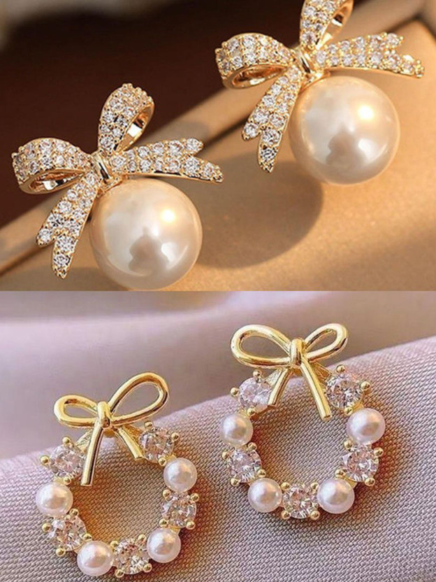 Korean s s For Girls | Women s | s Set Pearl, Diamond Alloy Stud Earring