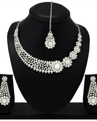 Silver Rhodium Silver Jewel Set (Pack of 1)