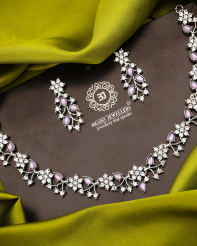 Brass, Stone, Crystal, Stainless Steel Gold-plated Silver, White, Purple Jewel Set (Pack of 1)