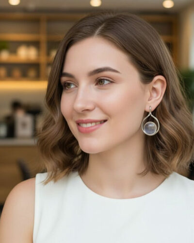 Earring for girl & women in design round bead Alloy Stud Earring, Drops & Danglers
